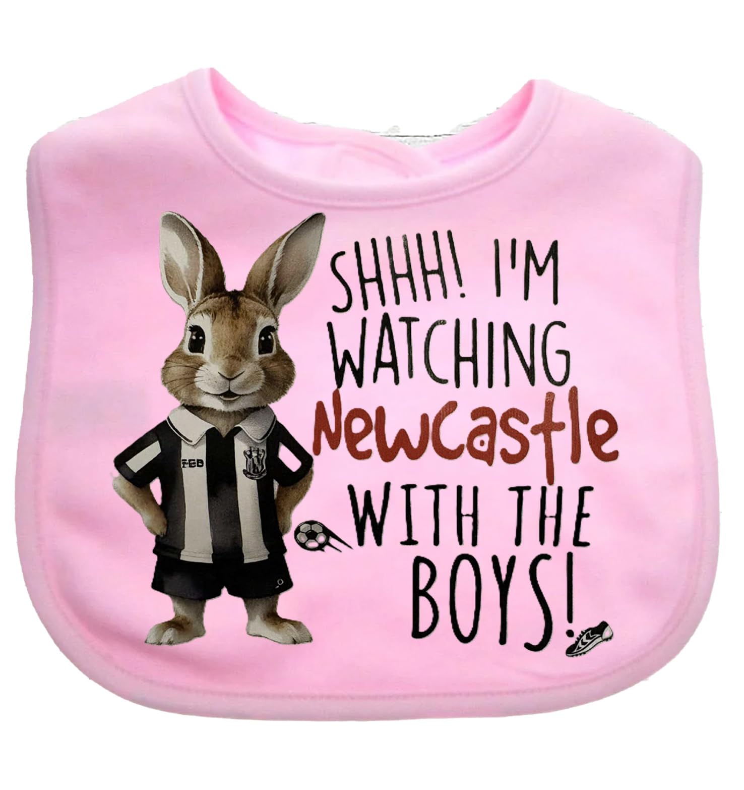 Funky Purple Monkey SHHH im watching newcastle with the boys Baby Bib choice of colours (Pink)