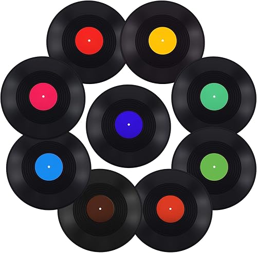 AojSup Paquete de 9 discos de vinilo en blanco de 12 pulgadas, registro vintage falso para decoración estética de habitación de pared indie, discos