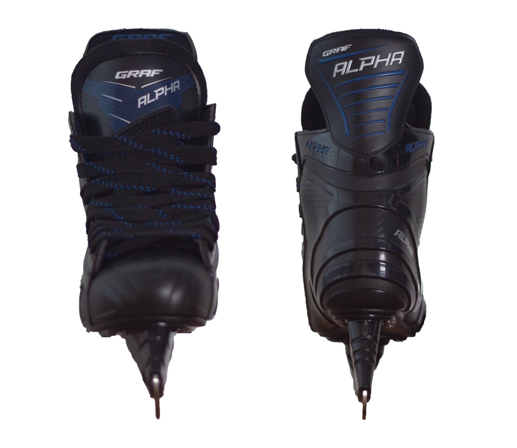 Alpha Graf Patins à glace pour adulte, senior, loisirs, hockey sur glace, noir/bleu, unisexe