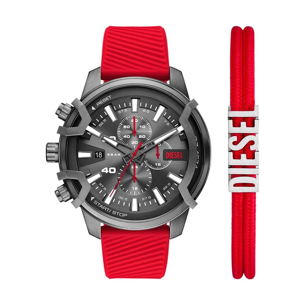 DIESEL Griffed Watch for Men, Quartz Chronograph Movement with Silicone Strap