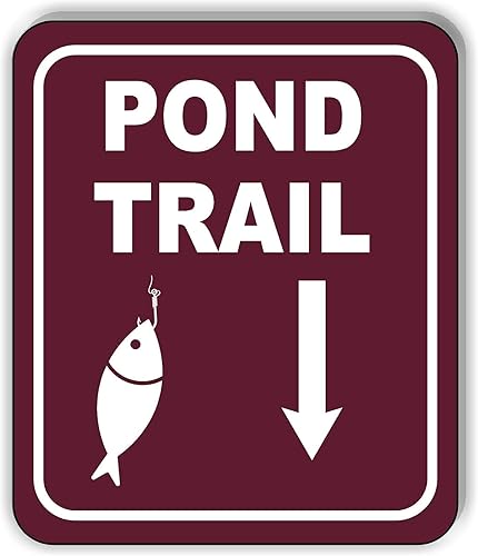 POND TRAIL DIRECTIONAL DOWNWARD ARROW CAMPING Aluminum Composite Outdoor Sign 15" x18"