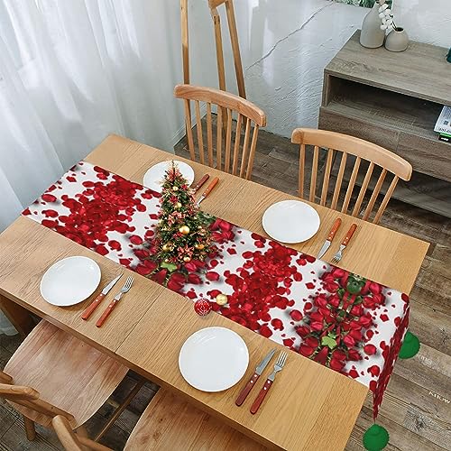 Chemin de table de Noël anti-plis de 152 cm avec pompons stables - 8