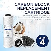 Vista 3 de IPW Industries Inc Juego de 4 filtros de agua compatibles con GE GXWH04F, GXWH20F, GXWH20S y GXRM10, cartucho de repuesto de bloque de carbono