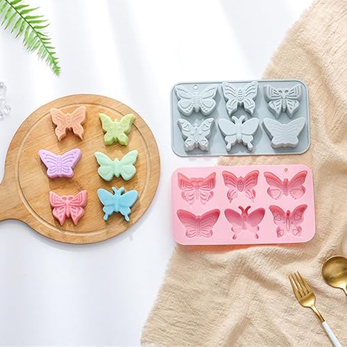 Miniatura 3 de Paquete de 2 moldes de silicona con forma de mariposa, bandeja de molde para hornear con temática de mariposa 3D, herramienta de hornear para pastel