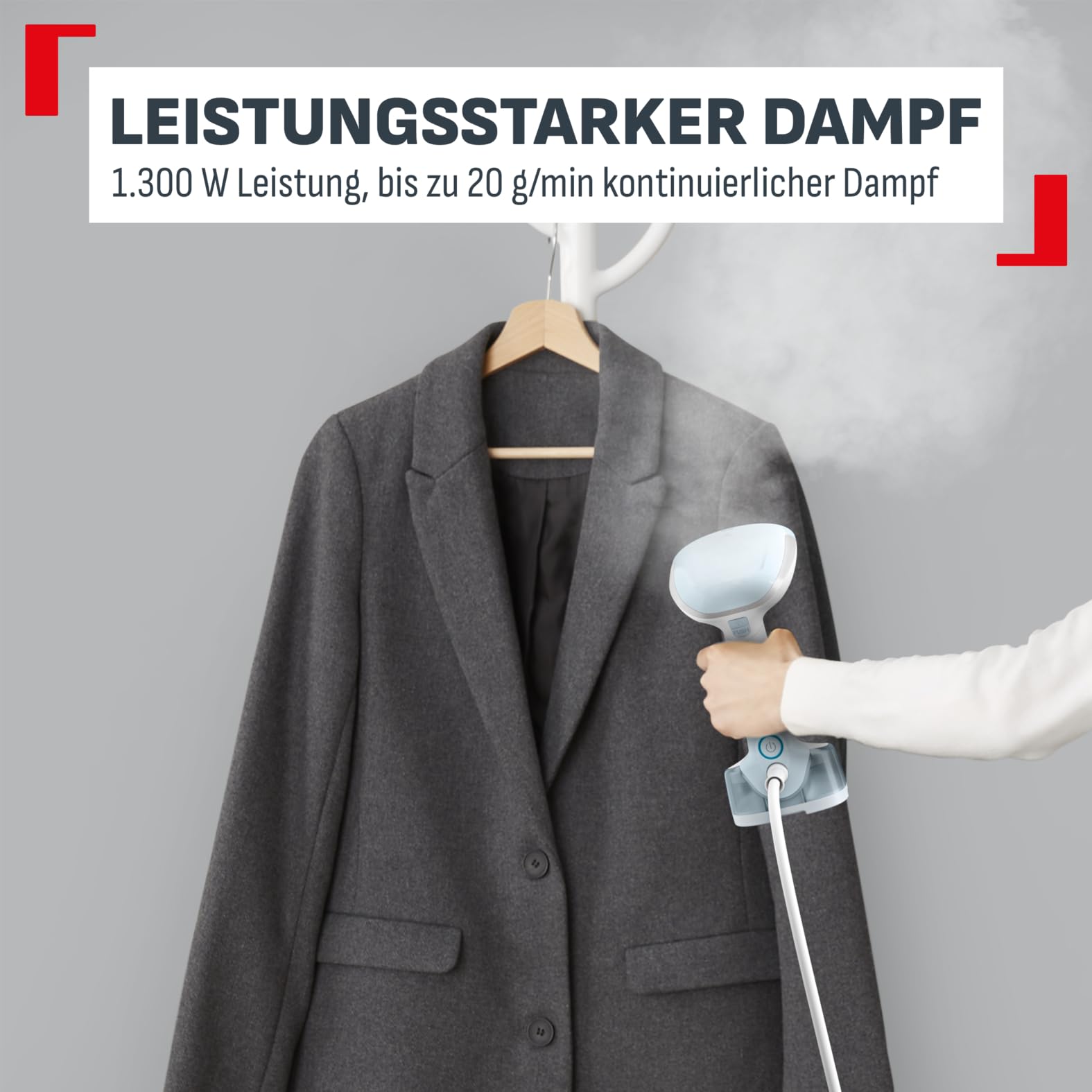 Tefal Access Steam Pocket Dampfbürste, Ultrakompaktes Design, Abklappbarer Bügelkopf, In 15 Sekunden betriebsbereit, 1300 W, Kont. Dampfabgabe bis zu 20 g/Minute, Leicht, 120 ml-Wassertank DT3041E1