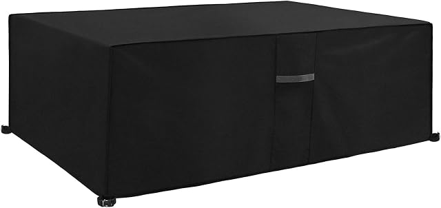 Dokon Garden Furniture Covers with Air Vent, Waterproof, Windproof, Anti-UV, Heavy Duty Rip Proof 600D Oxford Fabric Large Patio Set Cover, Outdoor Table Cover, Rectangular (280 x 204 x 106cm) - Black