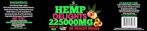 Miniatura 7 de Gomitas de cáñamo, anillos de melocotón, aceite de cáñamo de alta calidad, sabor fresco y completo, goma de cáñamo natural, ideal para espalda,