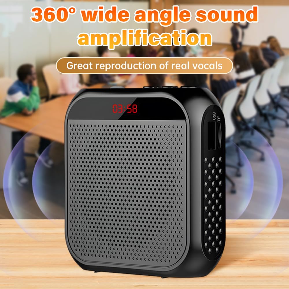 Amplificador de voz portátil con micrófono y batería recargable de 2000 mAh, micrófono y altavoz con auriculares y cintura con cable, altavoz con micrófono para profesores, guías turísticos, aulas