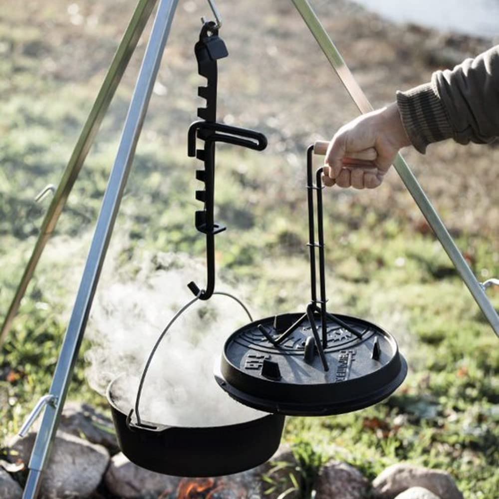 Petromax Sollevatore per coperchio professionale per pentole e Co, robusto e di alta qualità, ideale per campeggio, cucina all'aperto e falò, perfetto per pentole e prodotti in ghisa
