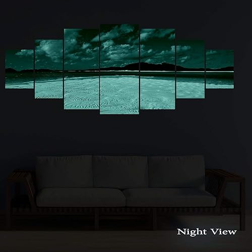 Miniatura 4 de Startonight Arte de pared de vidrio - Serene Beach - Juego de 7 paneles de 36 x 95 pulgadas de vidrio acrílico para playa