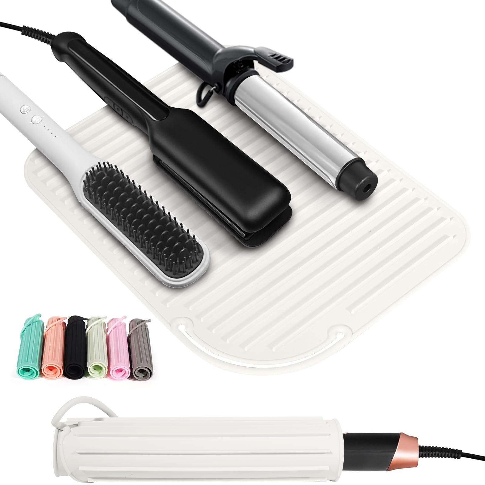Stuoie per ferro arricciacapelli Tappetino oversize resistente al calore in silicone per strumenti per capelli caldi per piastra per capelli ferri piatti Strumenti per lo styling dei capelli