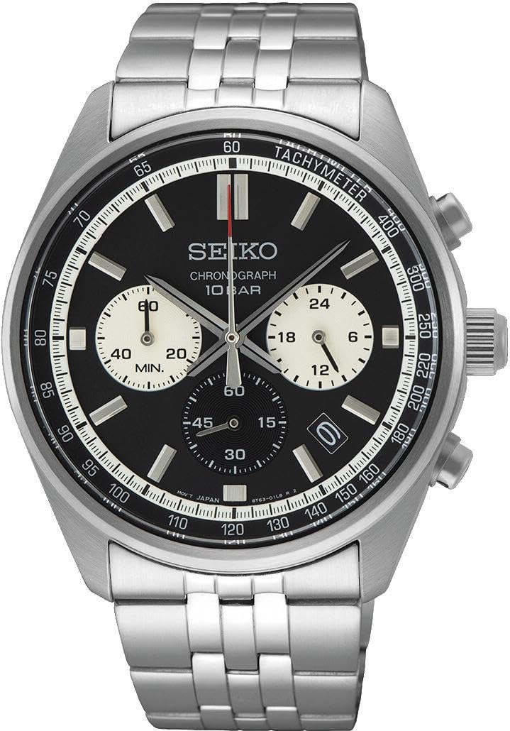 seiko Stainless Steel Dress Chronograph Men Watch Ssb429P1, Black Dial, Bandcolor-Silver-picture-38