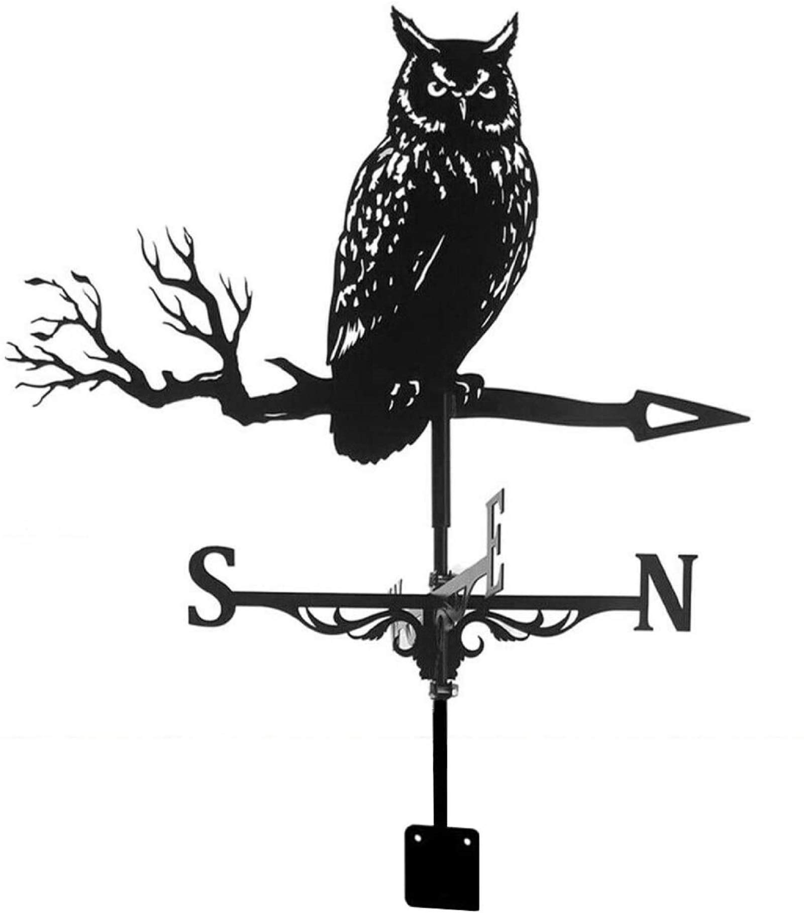 TentHome Wetterfahne Metall - Adler & Eule Design Schwarz | Garten Deko Für Dach & Hof