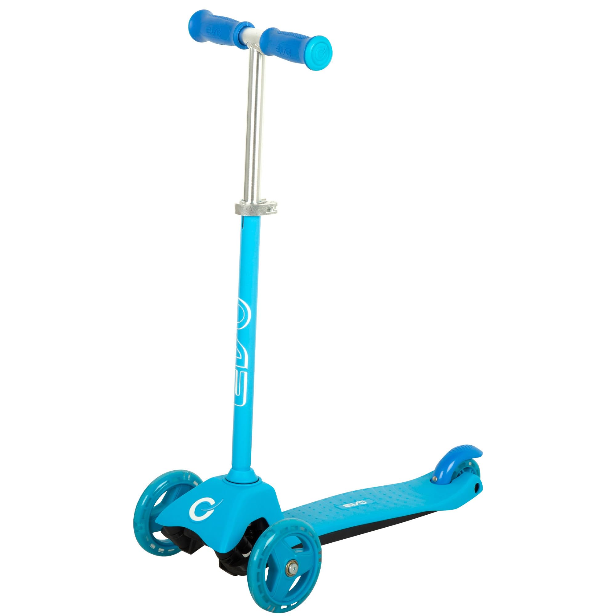 ColorBaby EVO Patinete 3 Ruedas, Color Azul, Manillar Ajustable 3 Alturas, Base Antideslizante, Freno Trasero, Mide 59x25x62/72, Peso máx. 35 kg, Juguetes niños 2 años, Patinetes Infantiles (54333)