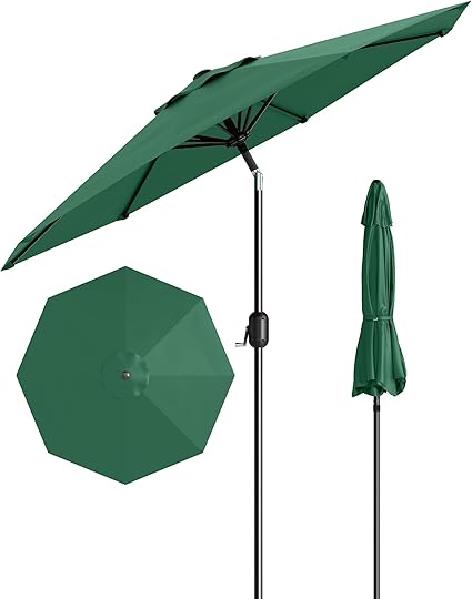 7.5FT Outdoor Patio Umbrella, Outdoor Table Umbrella, Market Umbrella With Push Button Tilt and Crank, 6 Sturdy Ribs UV Protection Waterproof for Garden, Deck, Backyard, Pool,Navy Blue