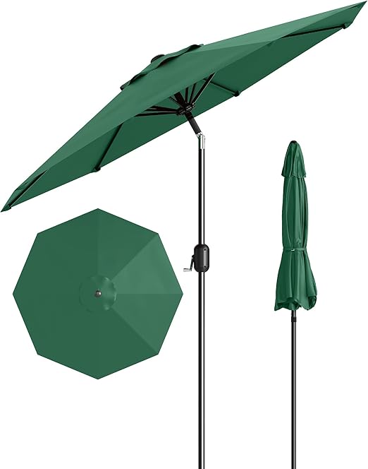 7.5FT Outdoor Patio Umbrella, Outdoor Table Umbrella, Market Umbrella With Push Button Tilt and Crank, 6 Sturdy Ribs UV Protection Waterproof for Garden, Deck, Backyard, Pool,Navy Blue