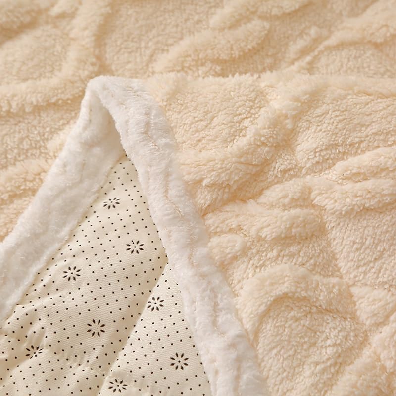 Mattress Protector, Mattress Pad with Elastic Straps, Luxury Velvet Mattress Covers Breathable Mattress Topper, Noiseless(Khaki,90 * 200cm)