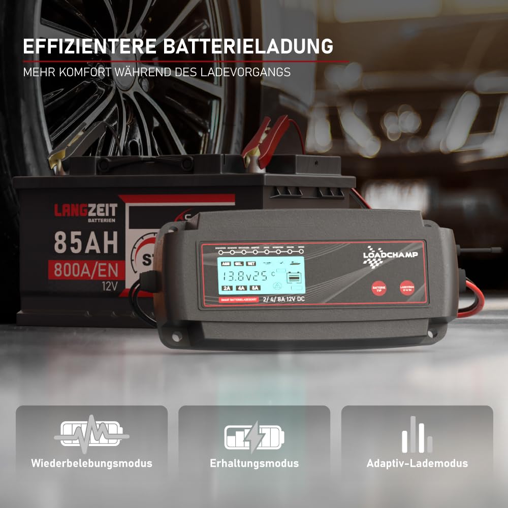 Loadchamp LC-800 Automatik Batterie Ladegerät 2A/4A/8A 12V Batterie-ladegerät Akku