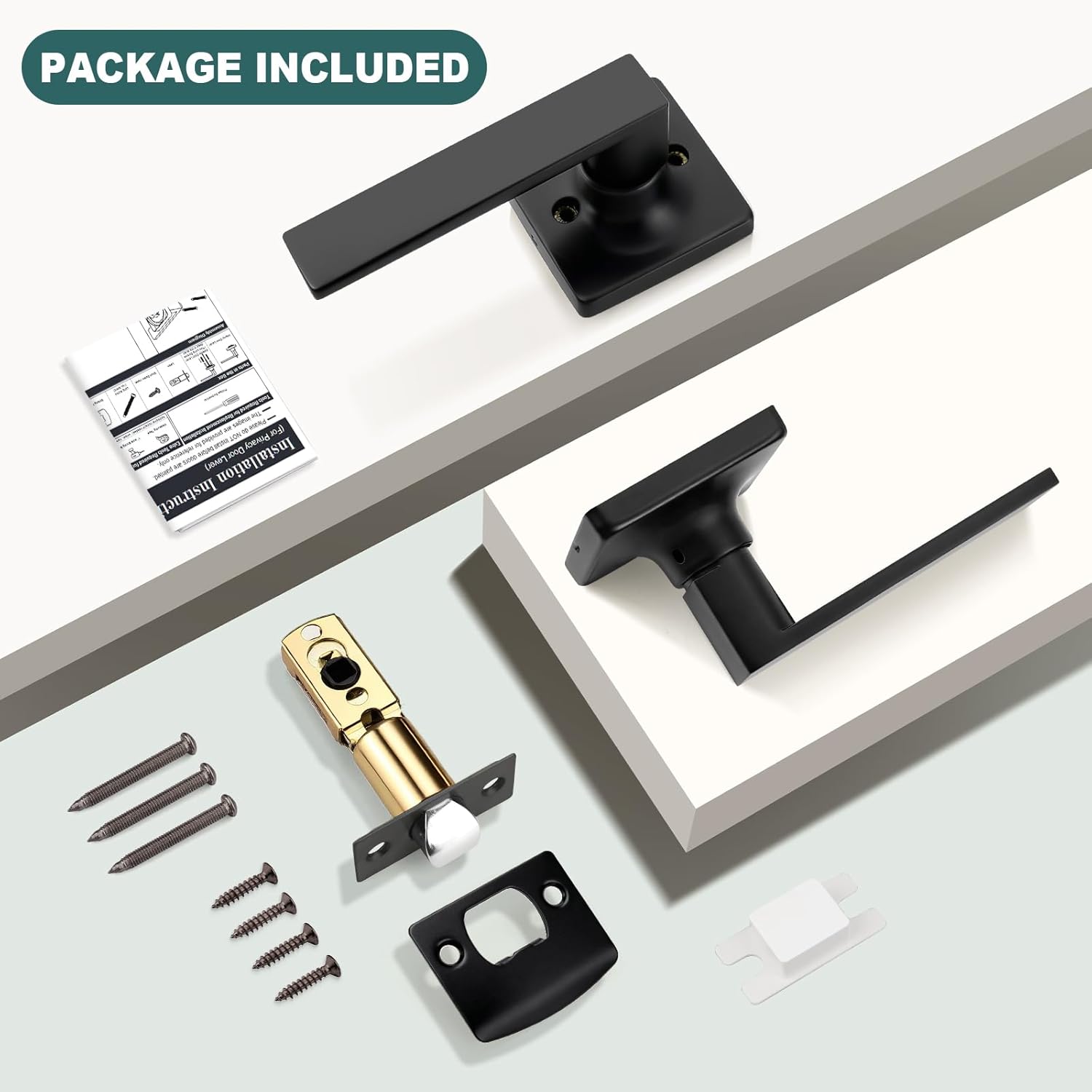 GOBEKOR 10 Pack Black Passage Lever Handle Interior Door Levers Hallway Closet Door Handles Straight Door Lock Keyless Square Lever Door Handles