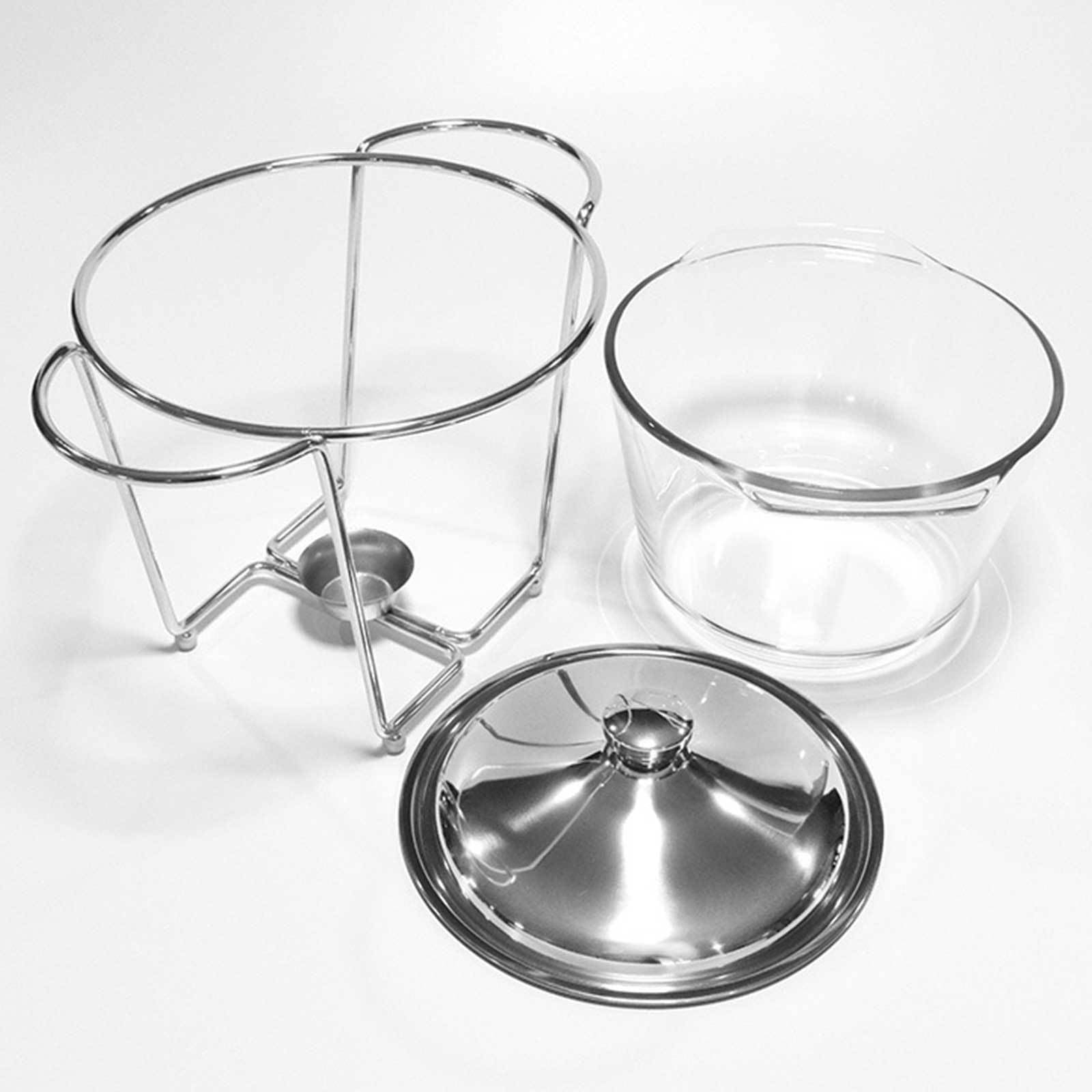 Platos Calentadores para Buffet Juego de Bufé de Plato Calentador Redondo de 3,6 Cuartos de Galón Juegos de Calentadores de Buffet y Calentadores con Bandeja de Vidrio,Silver