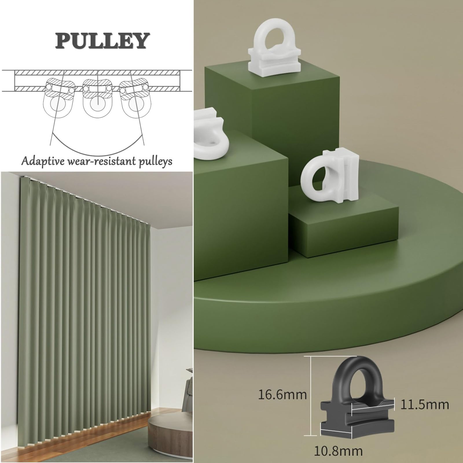 Binario per tenda a scomparsa per montaggio a soffitto, in alluminio, 3,7 m, sistema divisorio per la privacy, per spazi da 6,1 m, 4,6 m, 9,1 m, nero, lunghezza 2,75 m
