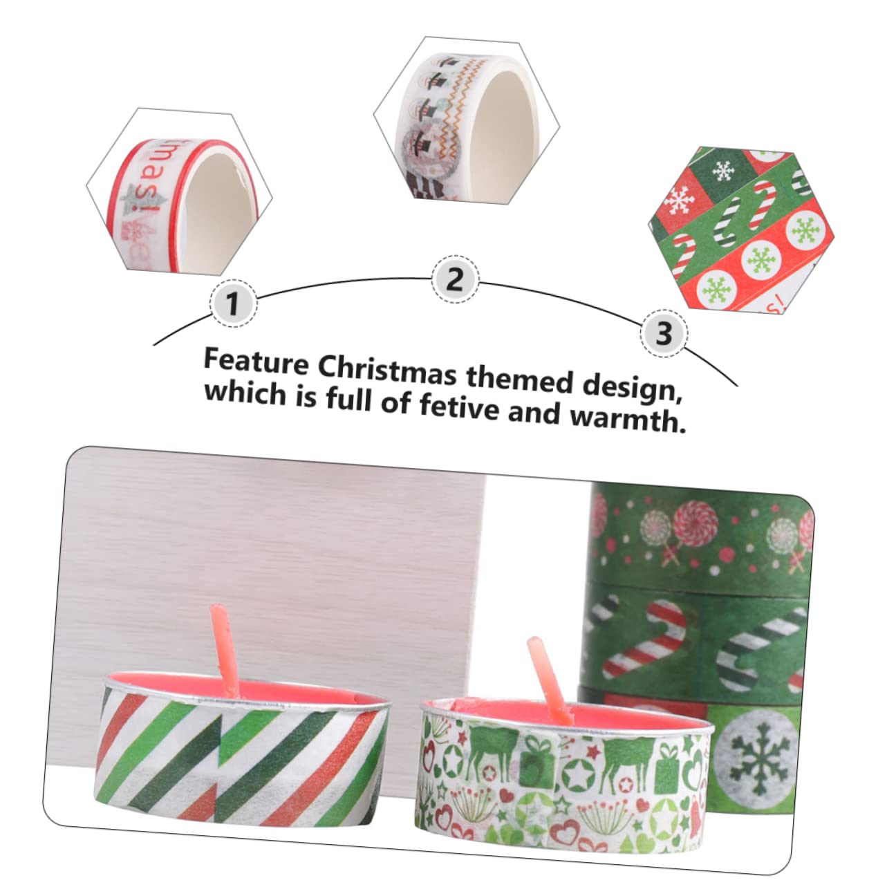 SEWACC 192rollos Cintas Decorativas De Washi para Navidad Adhesivos Temáticos para Manualidades Scrapbooking y Decoración De