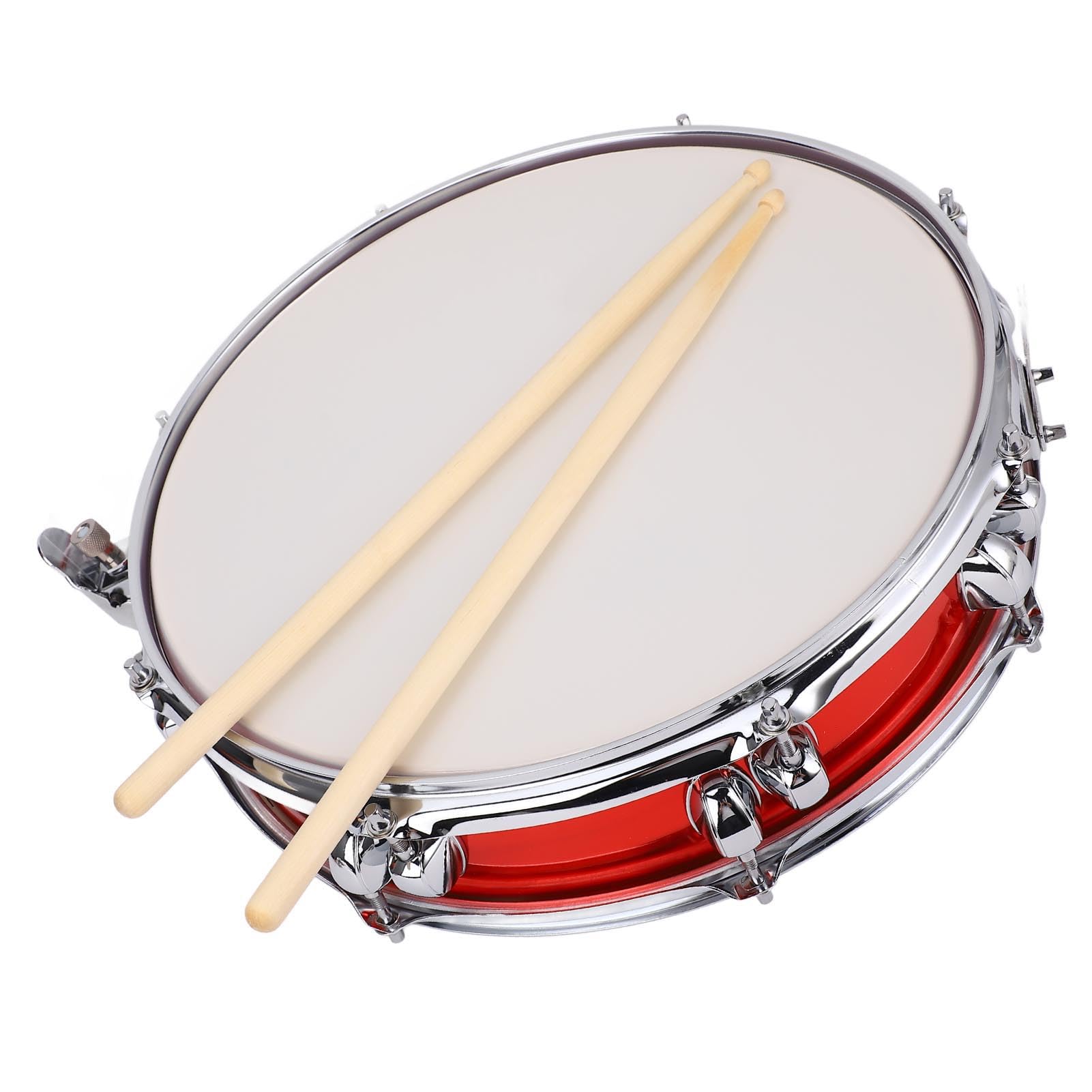 Generic Rullante da 14 Pollici, Leggero e Resistente con Bacchette, Perfetto per Studenti Principianti e Sessioni di Pratica Nella Musica Pop (rosso)