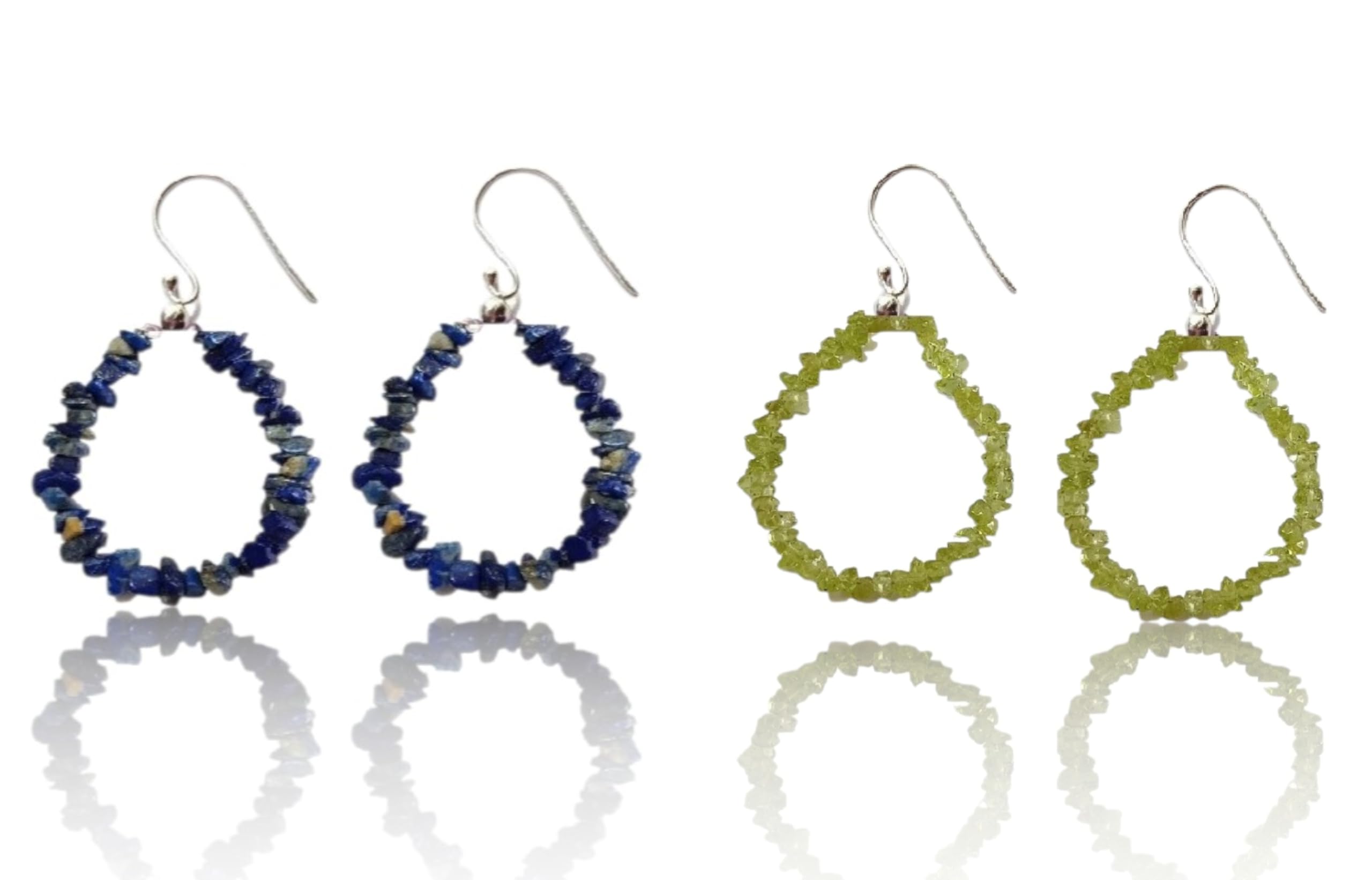 Boucles d'oreilles argent lapis lazuli petites pépites 5,1cm
