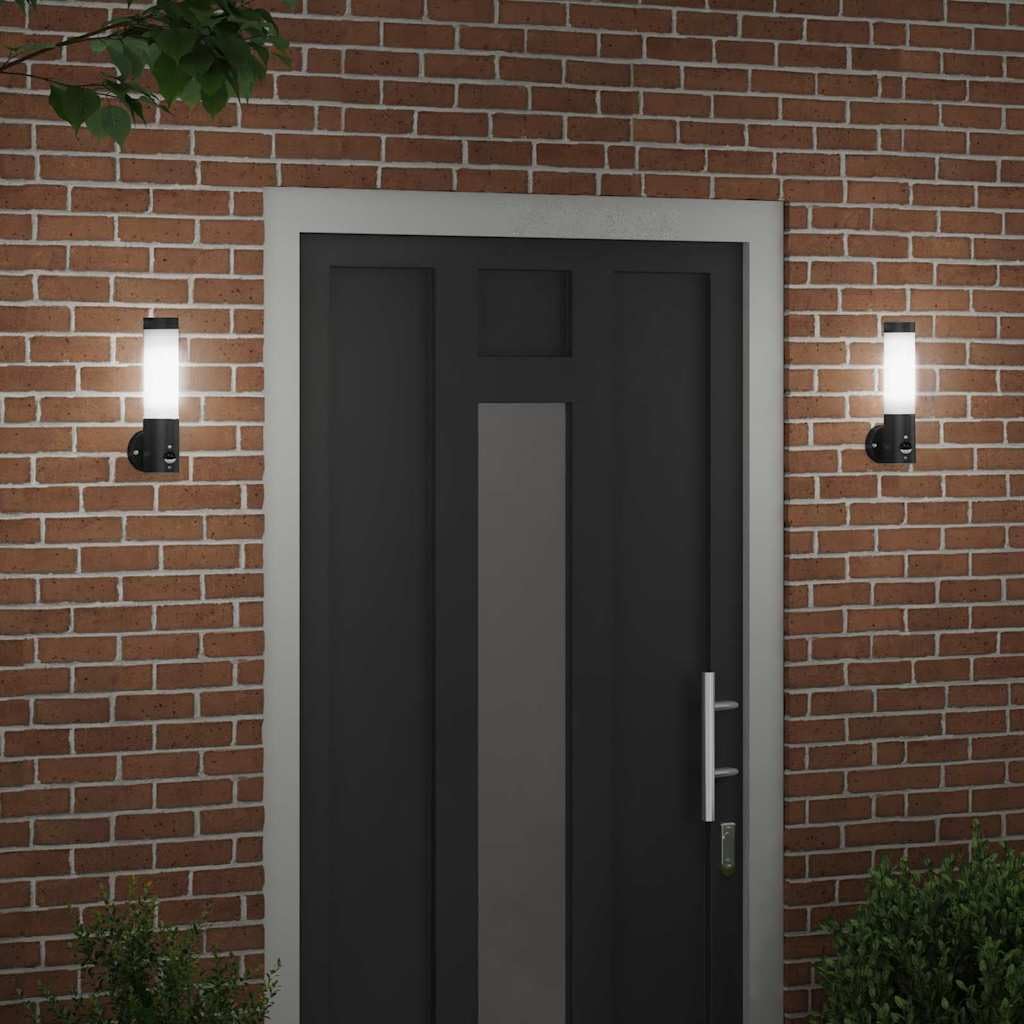 Zewnętrzna lampa ścienna 2 szt. czarna stal nierdzewna 12x8,5x29 cm IP44