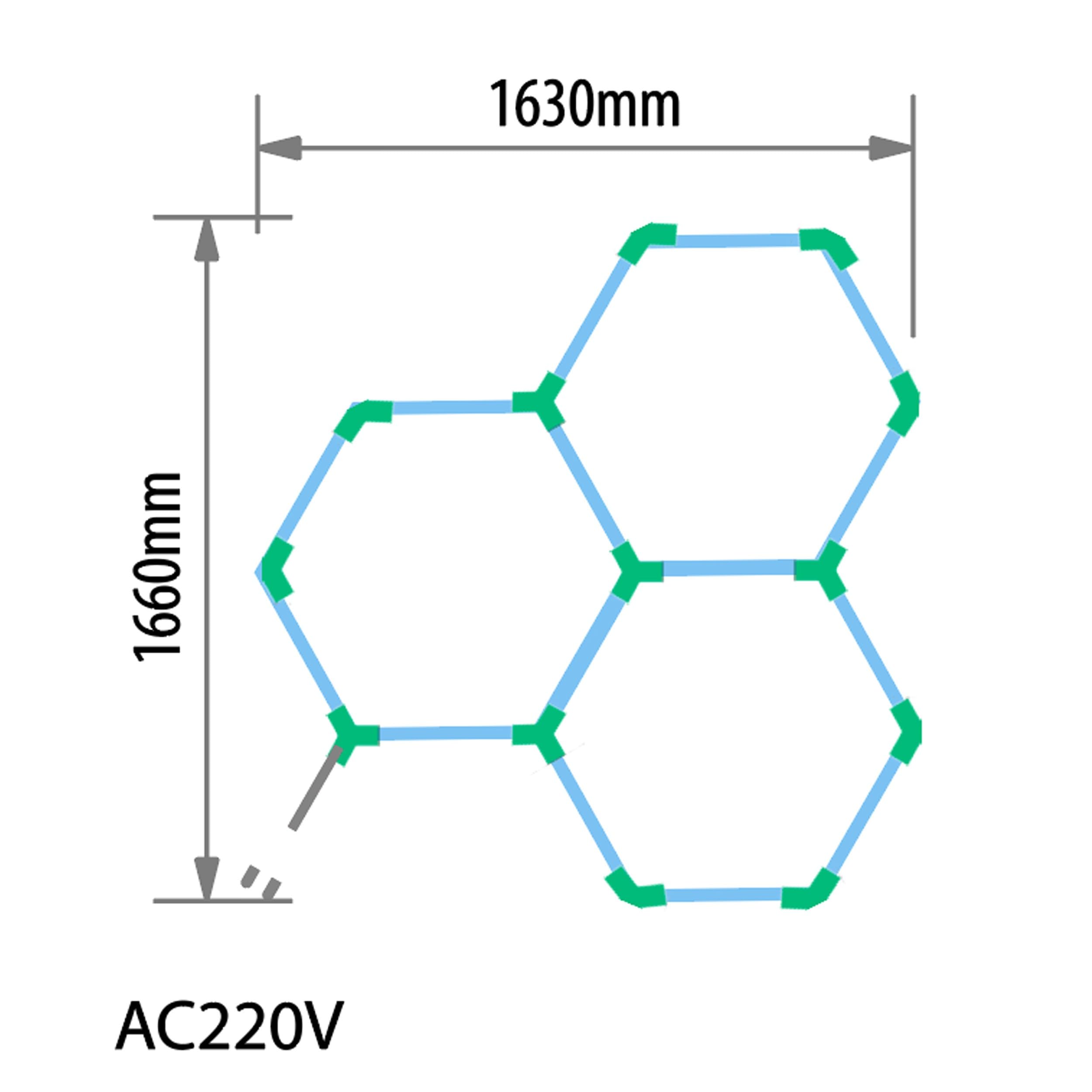 EinParts EPHCL04 lampa LED Hexagon 163x166 cm 3 moduły 13200 lm 6500K zimna biel do garażu warsztatu detailingu