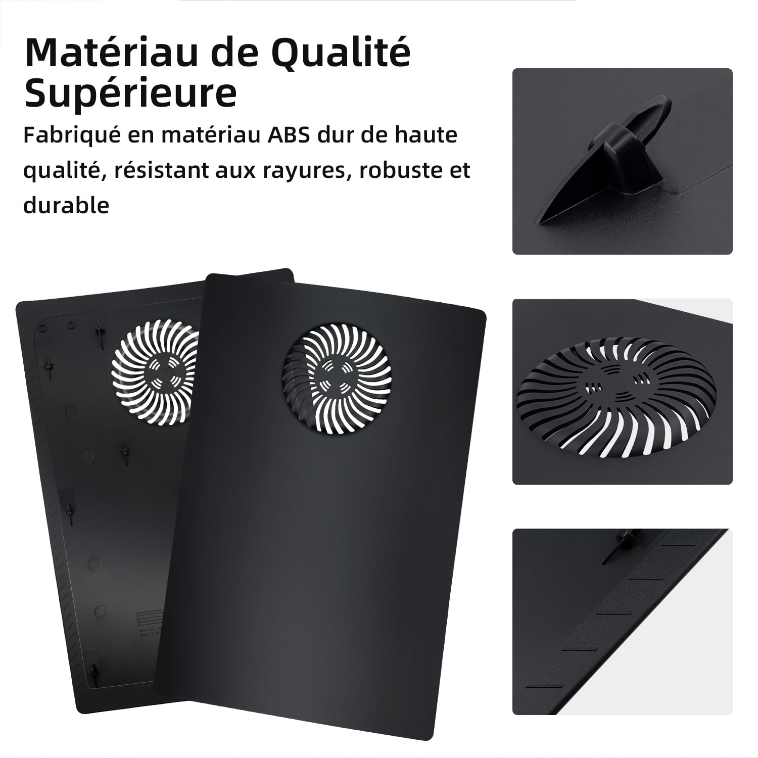 Mcbazel PS5 Console Faceplate Cover avec Refroidissement Air Slots Façade de Remplacement pour PS5 Digital Edition Console Anti Scratchproof Dustproof PS5 Plates – Noir(Pas pour PS5 Slim)