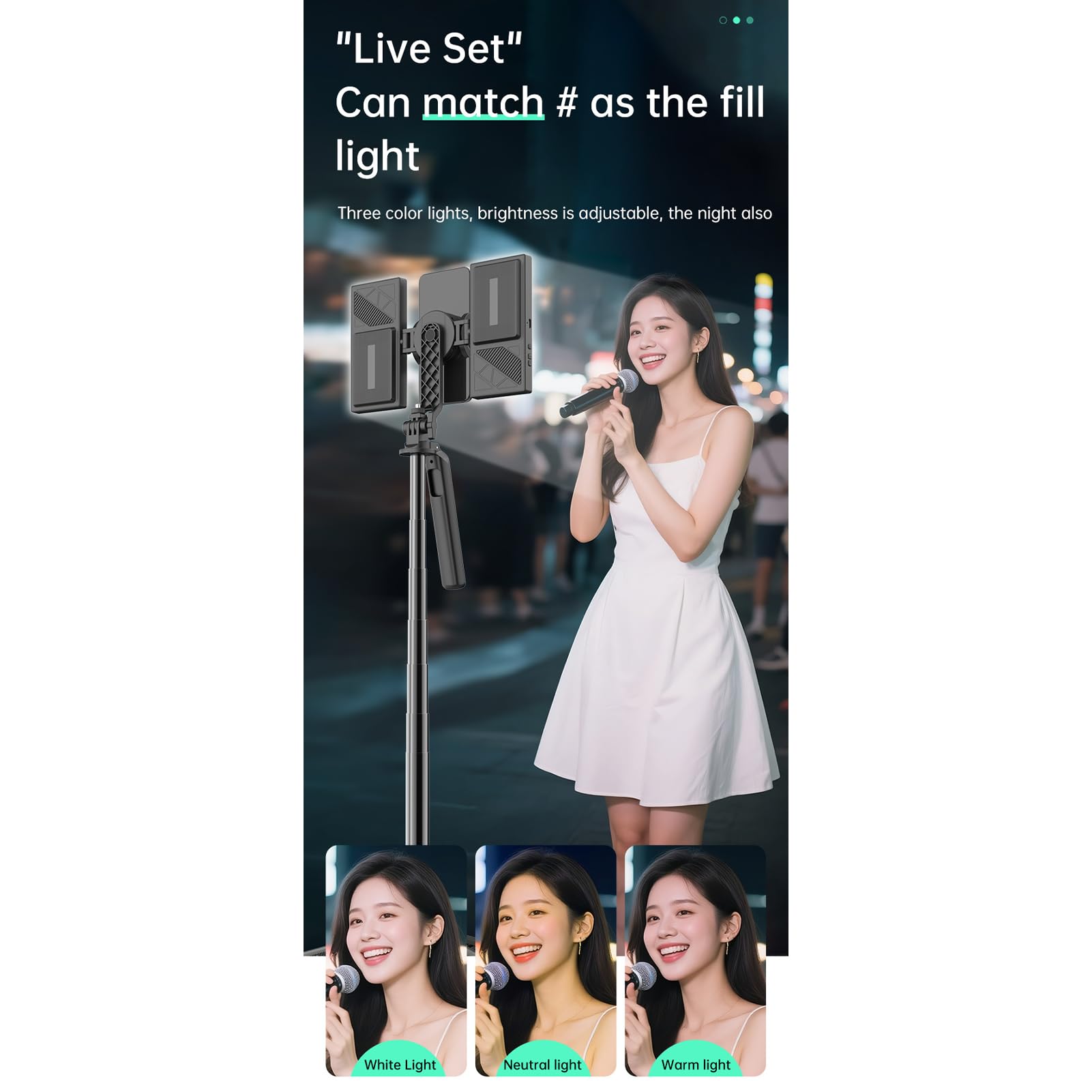 Tangxi Treppiede Magnetico per Selfie Stick da 1,7 M con Doppia Luce di Riempimento per Telefono