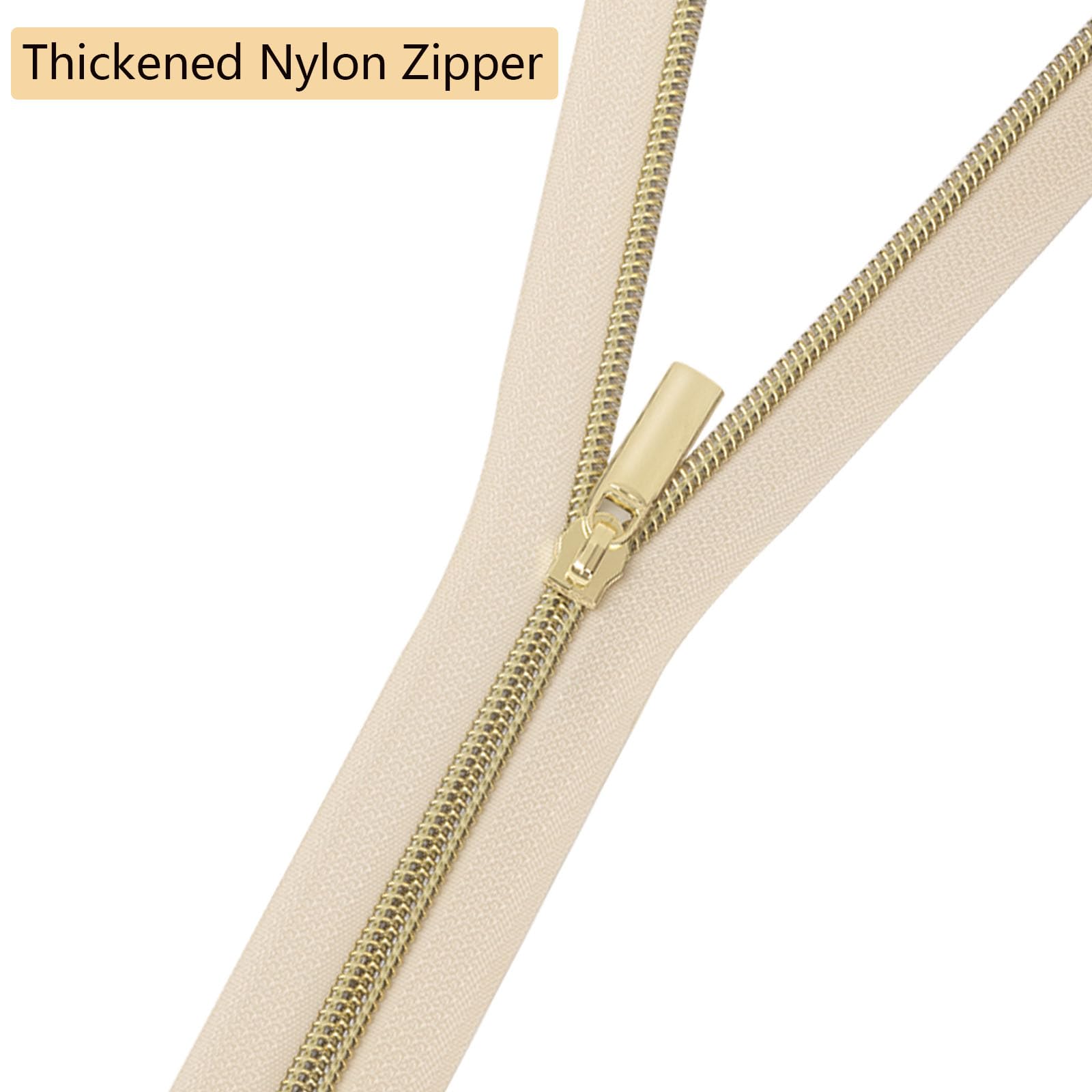GUBOCA 9 M Reißverschluss,Näh Endlosreißverschluss mit Zipper,mit 30 Stück Reißverschlüsse Zubehör für Taschendekoration (Gold, Beige)