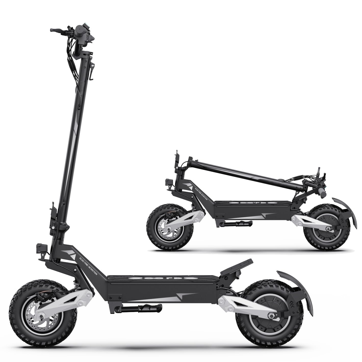 T10 Adult Electric Offroad Commuter Scooter - 30 MPH Fastest 900W 30-Mile Long Range 11 Off-Road Tires 48V