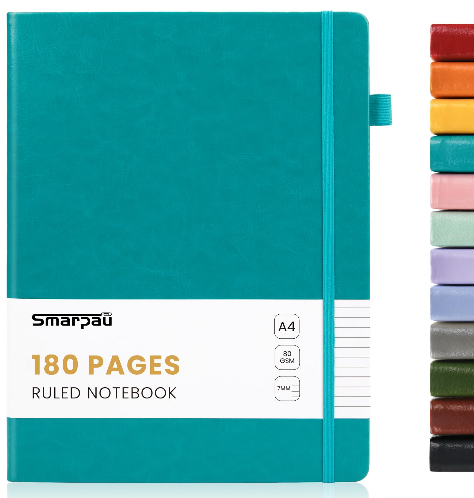 Smarpau Lined Notebook A4, Hardback Journal Notebook with 180 Pages Thick Paper, No Bleed for Writing, Leather Lined Journal for Women Men Work School Travel, Lake Blue โ image 1