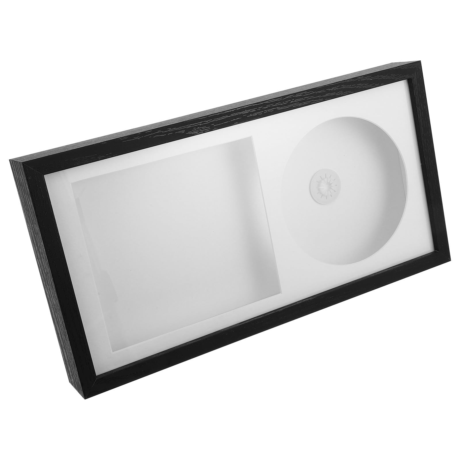 Cadre Décoratif CD flottant en bois blanc pour déco salon mural