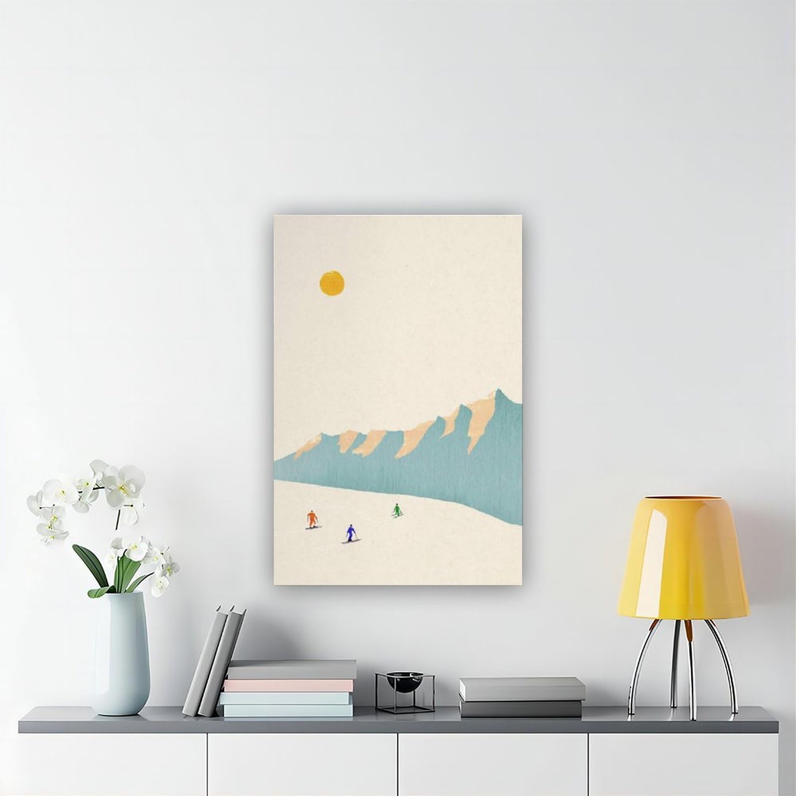 Mountain Skiers - Località sciistica piste da sci su tela poster decorazione camera da letto paesaggio ufficio camera da letto decorazione regalo 61 cm L x 91,4 cm W