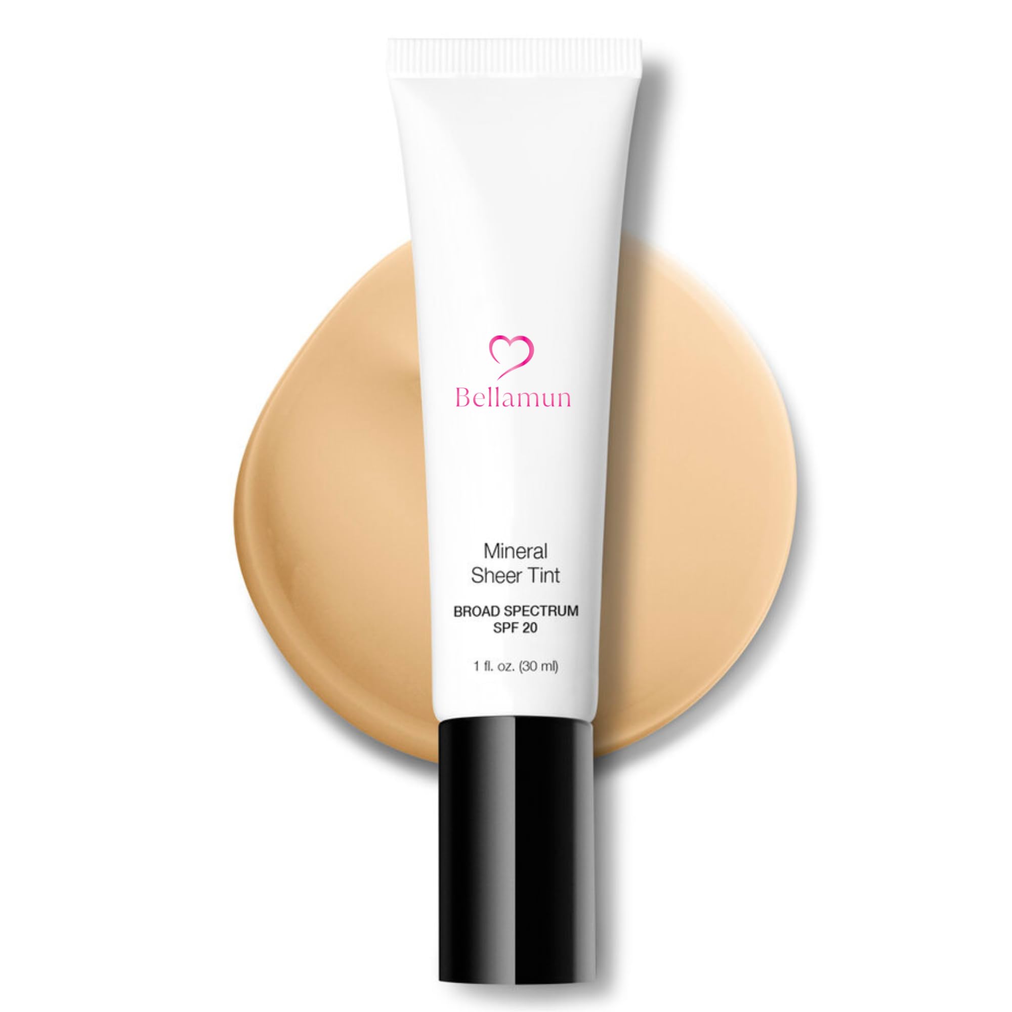 BELLAMUN 30ml Mineral Sheer Tint SPF 20 - Light Tinted Cream with Broad Spectrum Sun Protection - Vegan, Gluten & Paraben-Free, Natural Finish - Adds Radiance, Nourishes, & Protects Skin (Porcelain)
