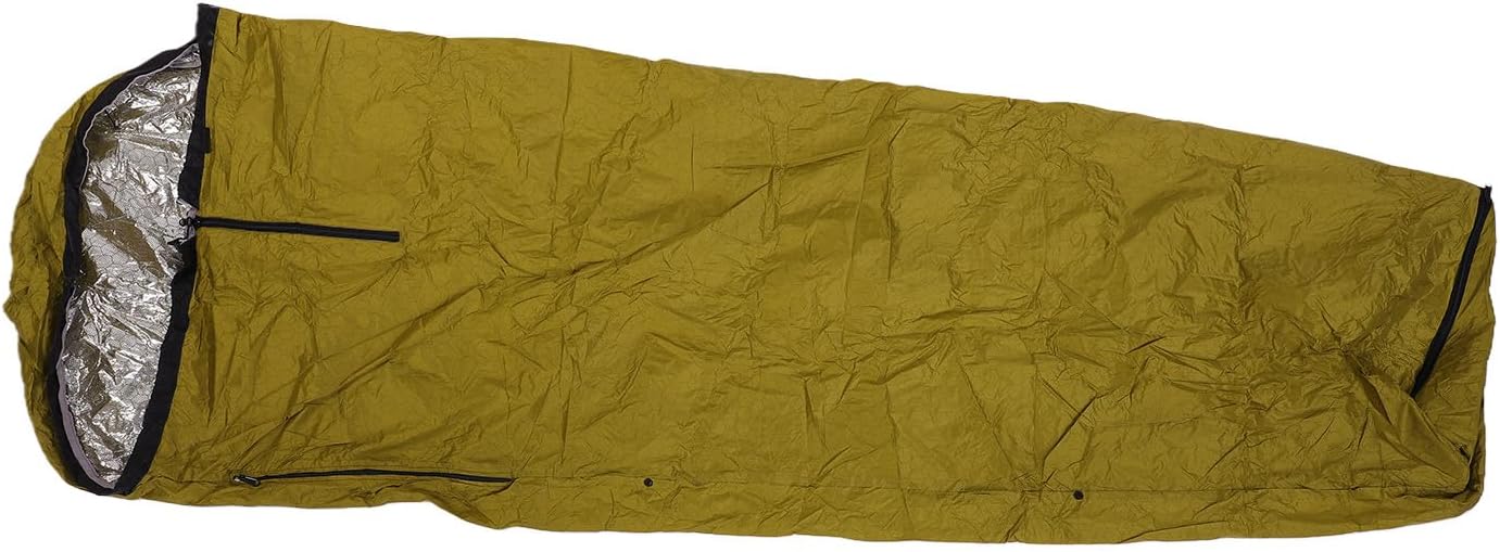 Thermal Reflective Sleeping Bag Liner, Windproof Hood Lightweight Portable Survival Gear with Insulation, for Hiking Mountaineering Emergency Camping