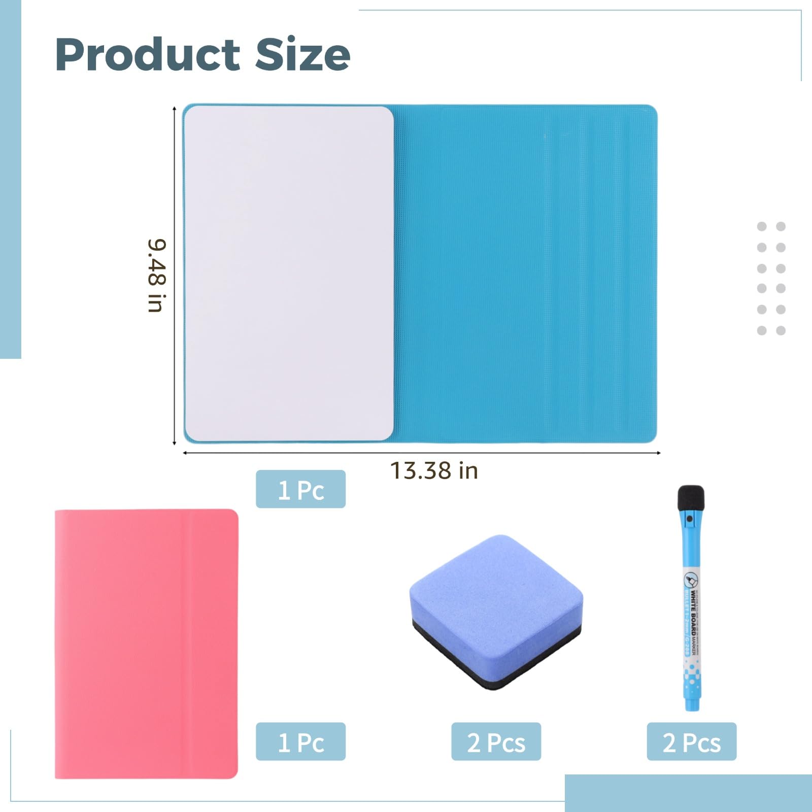 2 Stk. A5 Whiteboards für den Schreibtisch mit Markern und Radierern, 33,97 x 24,08 cm kleines trocken abwischbares Board, faltbares PVC, für Lernen, Meeting, Entwurf, Notizen, Skizzen