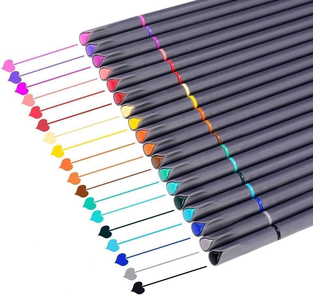 iBayam 18 Colors Fineliner Pens, 0.38mm Fine Tip Journal Planner Markers Office School Supplies for Bullet Journaling Scrapbook Notebook Writing Note Calendar Stationary Adult Coloring Fast-Dry Ink