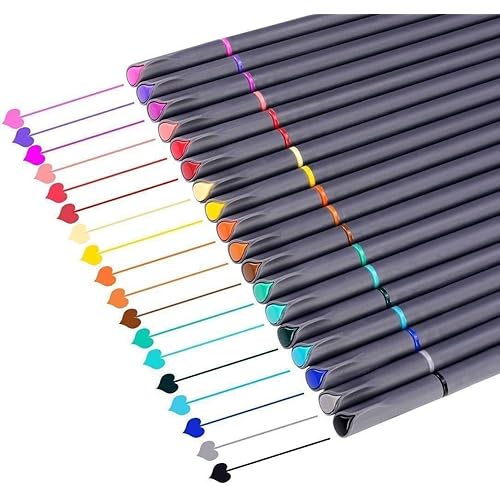 iBayam 18 Colors Fineliner Pens, 0.38mm Fine Tip Journal Planner Markers Office School Supplies for Bullet Journaling Scrapbook Notebook Writing Note Calendar Stationary Adult Coloring Fast-Dry Ink
