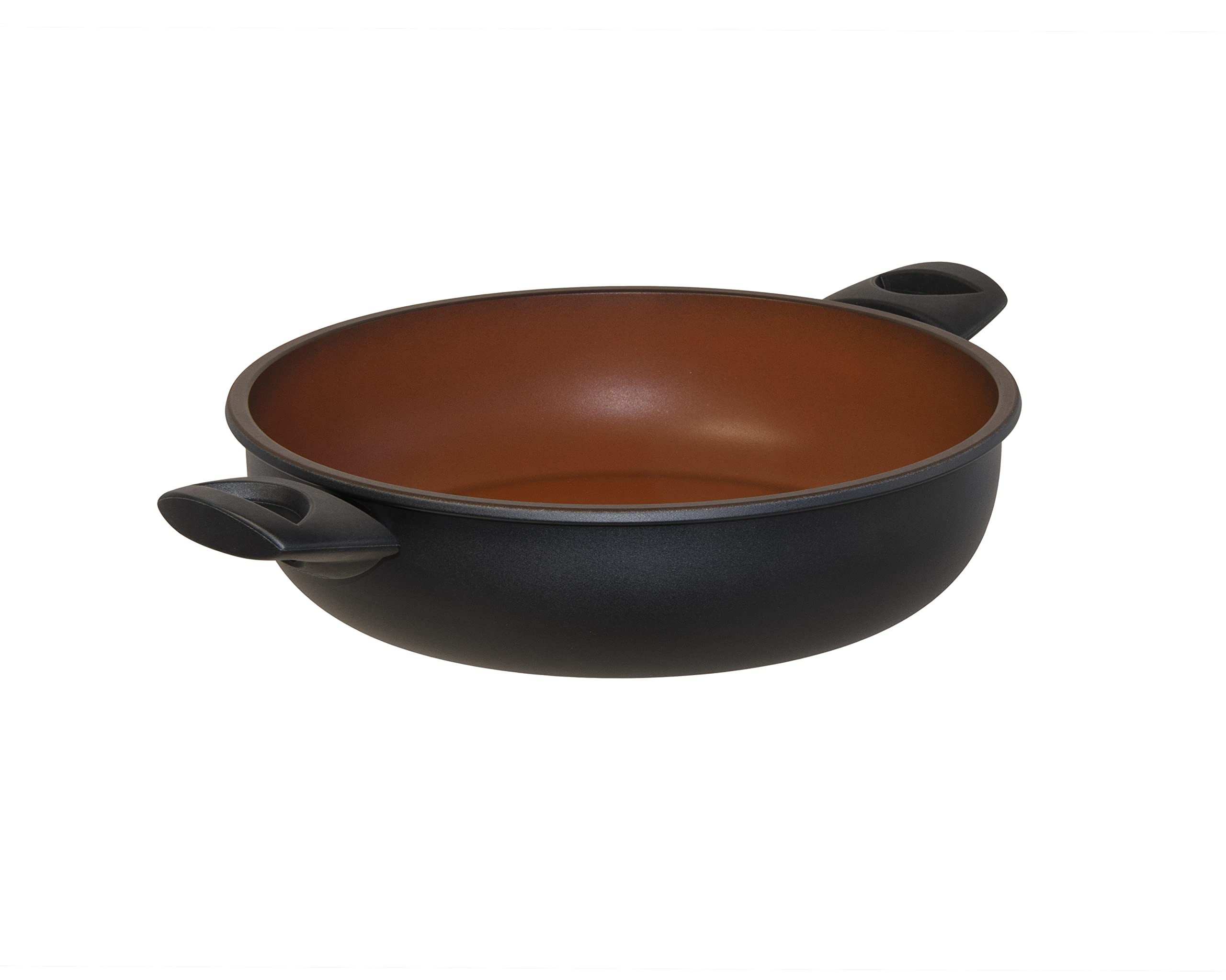 Domo - Terracotta Evo, Tegame con Due Maniglie, Interno Antiaderente Coccio di Alta Qualità, con Finitura in Terracotta, Utilizzabile su Tutte le Fonti di Calore, con Diametro di 28 cm