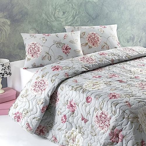 Edredón acolchado 250x200 en tonos menta rosa para renovar el cuarto 5