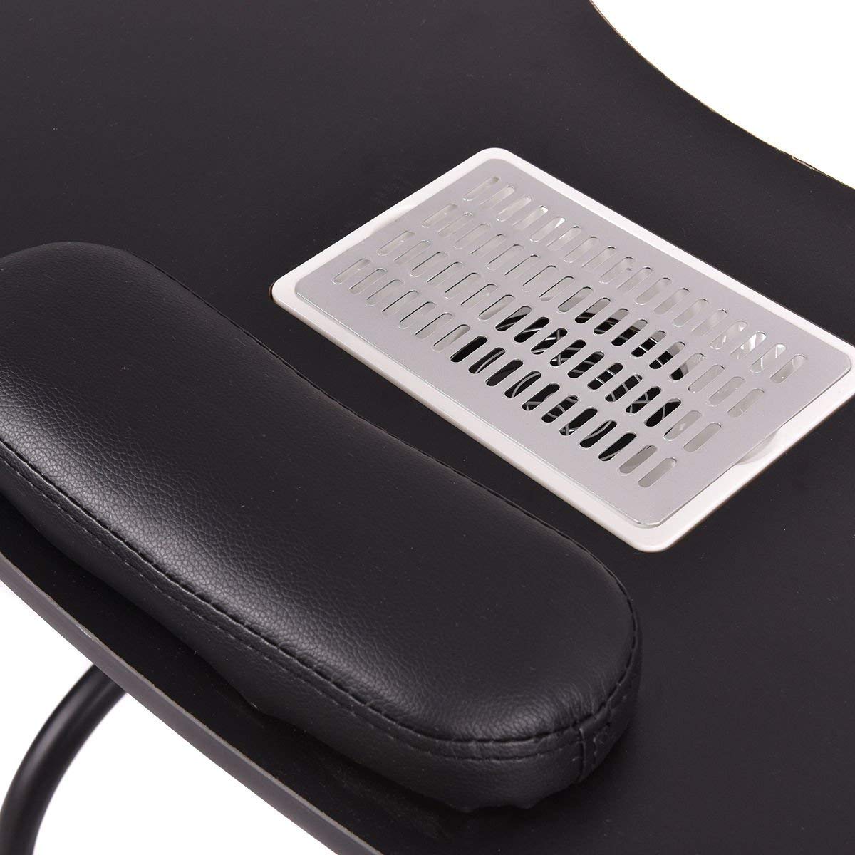 Mesa Plegable, Incluye Aspirador y reposamuñecas (Adecuada para manicura, reconstrucción de uñas y decoración de uñas)
