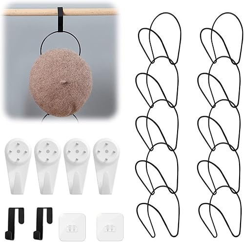 ZUOLUN Perchero negro para gorras de béisbol, soportes verticales para sombreros, organizador de metal antideslizante para sombreros para paredsobre