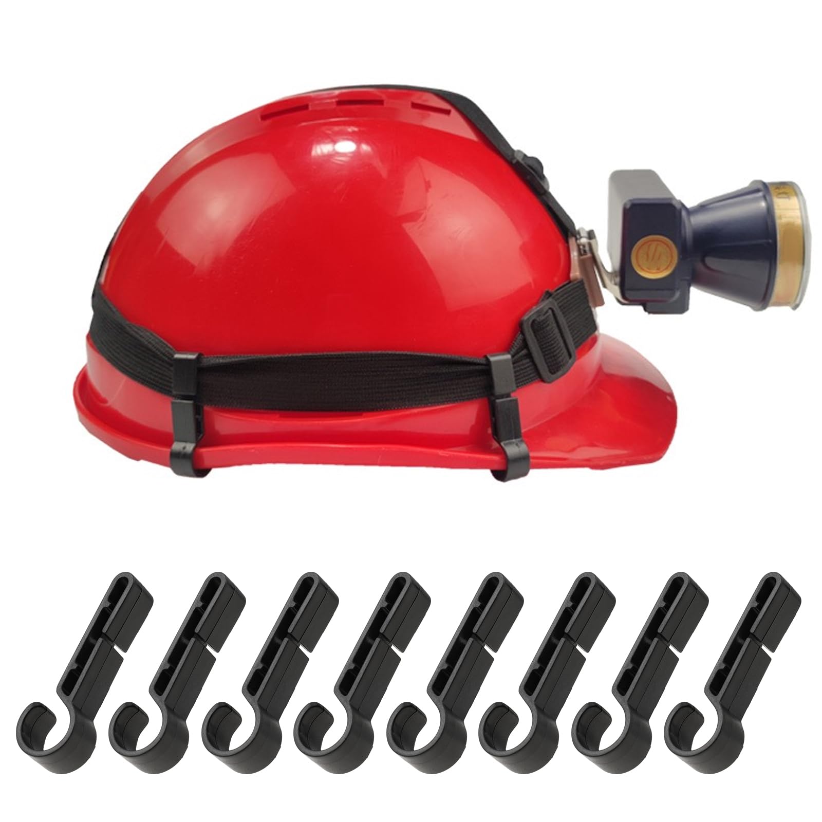 12 clips de casco para faros, clips negros para faros de casco, ganchos para faros de casco, aptos para todo tipo de faros, casco de protección, linternas de sombrero duro