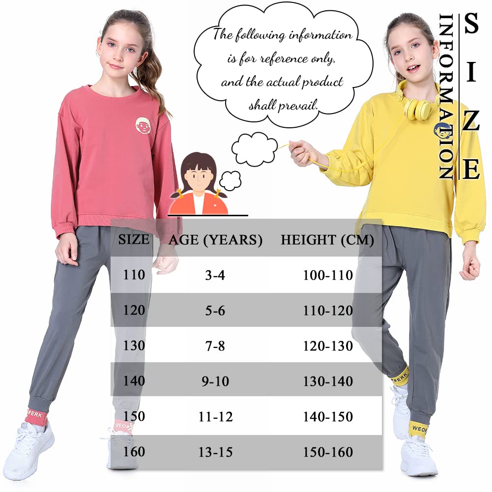 LPATTERN Niñas Chándal Estampado Traje Deportivo 2 Piezas Traje de Jogging Sudadera + Pantalones,Rojo Ladrillo,10-11 años