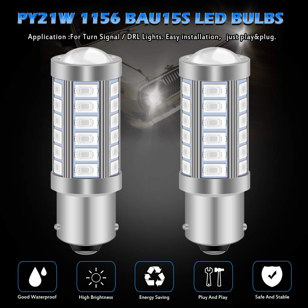 KATUR 10 szt. BAU15S 7507 1156PY PY21W 5630 33-SMD czerwona 900 lumenów super jasna lampa LED kierunkowskazu hamowania stop światła żarówka 12 V 3,6 W