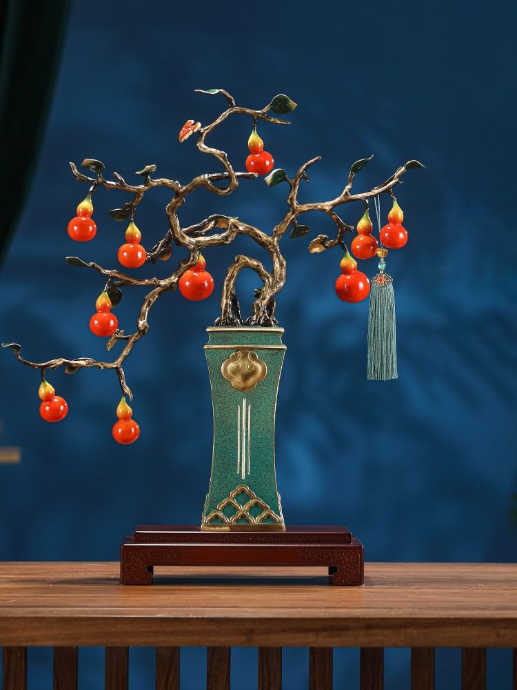 Regał na ciekawostki, mosiądz, ornament, do domu, salonu, wejścia, bonsai, dekoracja, pulpit recepcyjny (B)